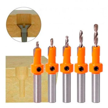 Набір свердл із зенківкою 5шт 2.8-4мм, циліндричні, сталь