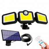 Ліхтар настінний Потрійний 171 COB IP65 c ДК та виносною сонячною батареєю