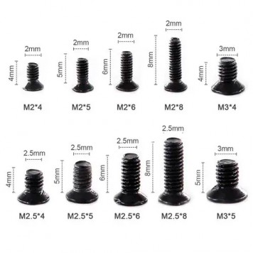 Физические размеры потайных винтов из набора-1