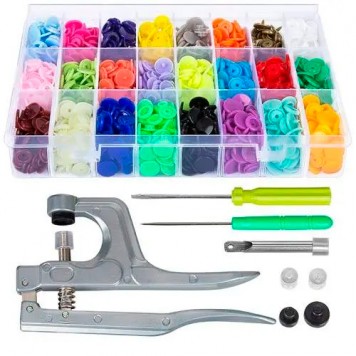 Установщик пластиковых кнопок Т3 Т5 Т8, заклепочник с набором кнопок 24цв