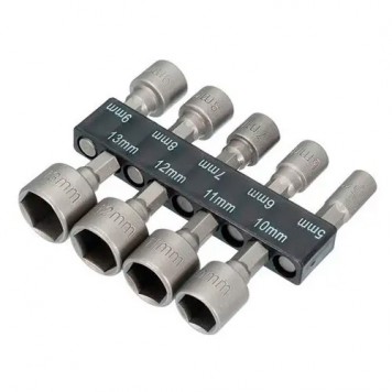 Набір з 9 торцевих головок біт 5-13мм 1/4' під шуруповерт