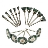 Набір з 15 щіток металевих дротяних для дремелевого гравера, 3 види.