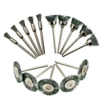 Набір з 15 щіток металевих дротяних для дремелевого гравера, 3 види.