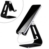 Підставка настільна для смартфона, алюмінієвий тримач, чорний Підставка настільна для смартфона, алюмінієвий тримач, чорний