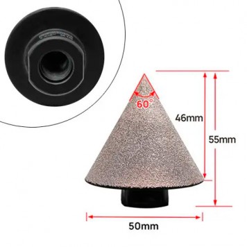 Физические размеры фрезы алмазной конусной по керамике граниту для УШМ-1