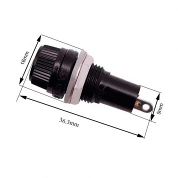 Фізичні розміри утримувача запобіжника 5x20мм на панель-1