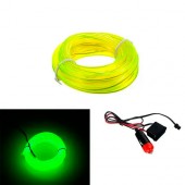 Гибкий холодный неон, неоновая подсветка салона авто 5м, зеленый плоский