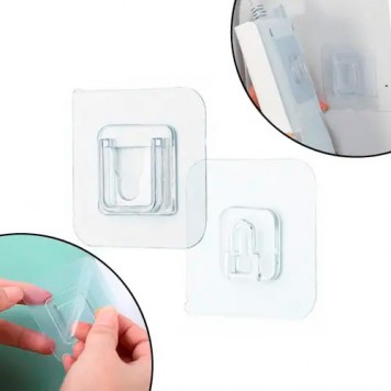 Держатель крепеж настенный 6x6см самоклеющийся 5шт, крючок невидимка