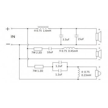 Схема 3-х смугового пасивного кросовера Kasun L-380C-1