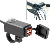 Зарядний пристрій 2xUSB QC3.0 на кермо дзеркало мотоцикла, водонепроникне Зарядний пристрій 2xUSB QC3.0 на кермо дзеркало мотоцикла, водонепроникне