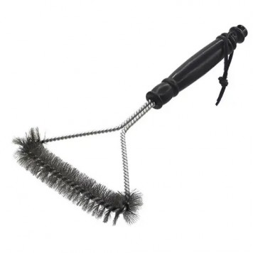 Щітка для очищення гриля BBQ T-подібна з ручкою, тристороння, сталь.