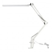 Лампа настільна LED на струбціні 10Вт, 2 коліна, USB, біла