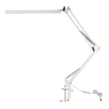 Лампа настільна LED на струбціні 10Вт, 2 коліна, USB, біла