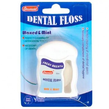 Зубна нитка 50м щільна м'ята воскована ORAMINT