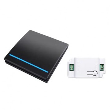 Вимикач бездротовий, 1 клавіша, 1 модуль, WHK01 чорний