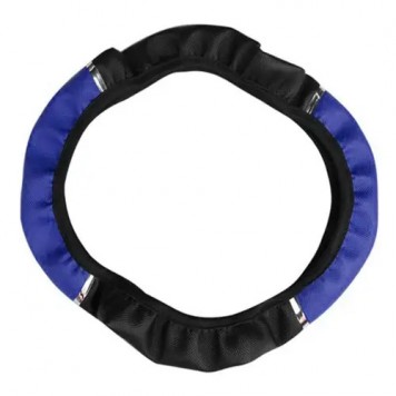 Обплетення чохол на кермо, шкірозамінник, 38см, БЕЗ ОБТЯГАННЯ, синій