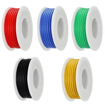 Набір проводів у силіконовій обплетенні 1жила 24AWG 5кольорів по 10м луджена мідь