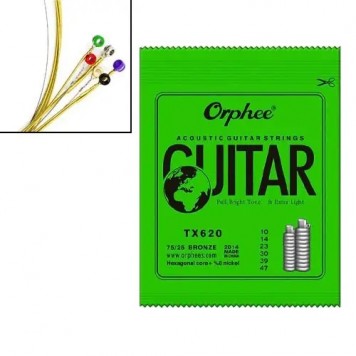 Струни для акустичної гітари 6шт 10-47 ' 0,25-1,20 мм Orphee TX620