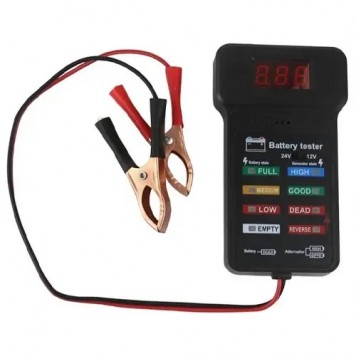 Тестер индикатор состояния автомобильного аккумулятора 12-24В с зажимами ЖК