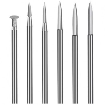 Набор фрез по дереву 6шт, хвостовик 2.35мм, для гравера, сталь в кейсе