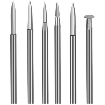 Набор фрез по дереву 6шт, хвостовик 3мм, для гравера, сталь в кейсе