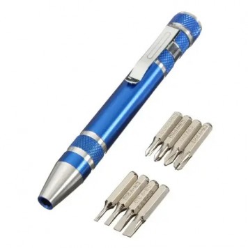 Викрутка прецизійна з 8 бітами, магнітна, ручка, кольори