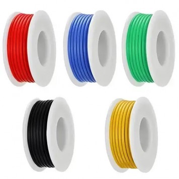 Набор проводов в силиконовой оплетке 1жила 26AWG 5цветов по 10м луженая медь