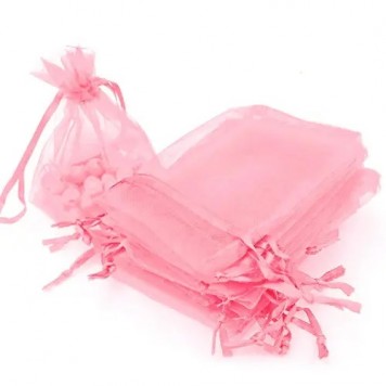Мешочек подарочный из органзы 5x7см 100шт на затяжках, розовый