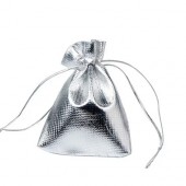 Мешочек подарочный из парчи 7x9см 100шт на затяжках, серебро