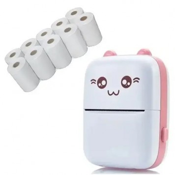 Термопринтер кишеньковий для друку, Bluetooth, 1000мАг і 10 рулонів паперу 57мм