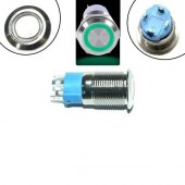 Кнопка 12мм возвратная, 12-24В, зеленый LED, 4pin, 12C-P10D