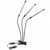 Фитолампа для растений, полный спектр, Тройная с прищепкой 12Вт 60LED