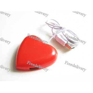 4-портовый USB хаб сердце сердечко, красное