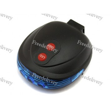 Фонарь на велосипед задний 5 LED 2 лазера, синий