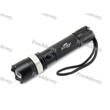 Мощный тактический фонарь с линзой, 18650, черный