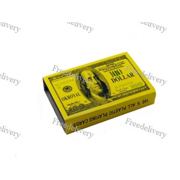 Игральные карты 54 штуки, пластиковые, в виде 100$