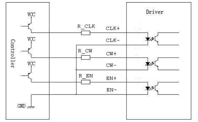 Схема подключения драйвера при исполнении порта контроллера на PNP ключах с открытым коллектором