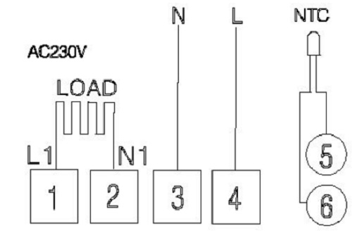 Схема подключения термостата HY03WE-2 WIFI