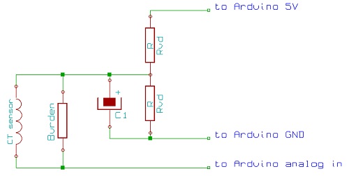 Схема подключения датчика тока PZCT10020 к Arduino контроллеру