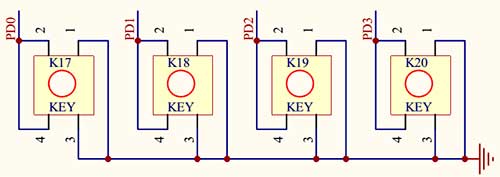 Светодиоды D5 – D8 включаются при нажатии соответствующих кнопок